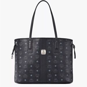 Authentic REVERSIBLE MCM Black LIZ SHOPPER IN VISETOS Perfect Condition